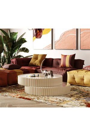 Glossy Taupe Fluted Coffee Table | OROA Modern Jacinto | Oroa.com