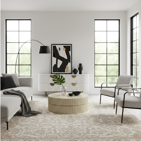 Glossy Taupe Fluted Coffee Table | OROA Modern Jacinto | Oroa.com