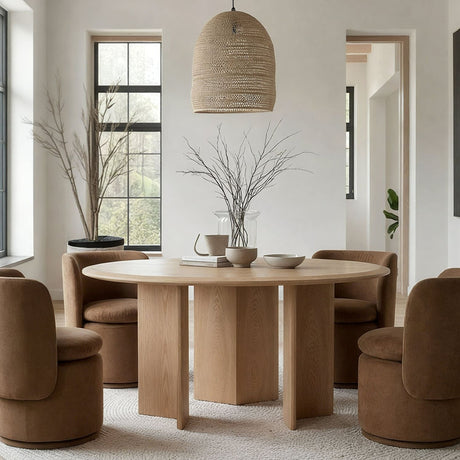 Natural Ash Round Dining Table | OROA Modern Masuda