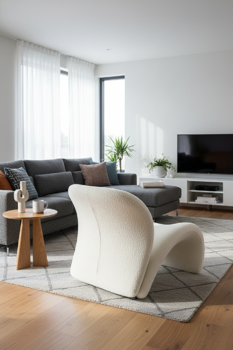 White Vegan Leather Curved Accent Chair | OROA Modern Donovan | Oroa.com