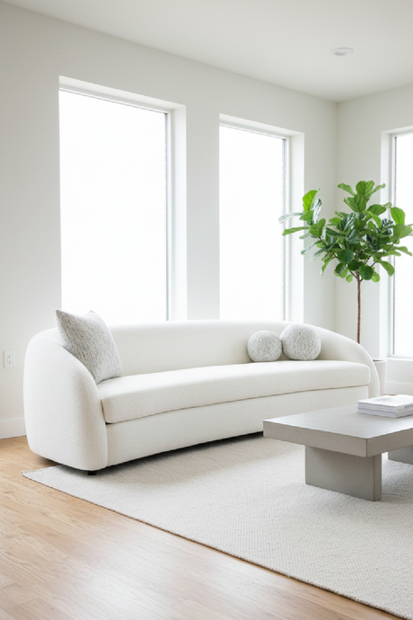 Curved White 4-Seater Sofa | OROA Modern Joshua