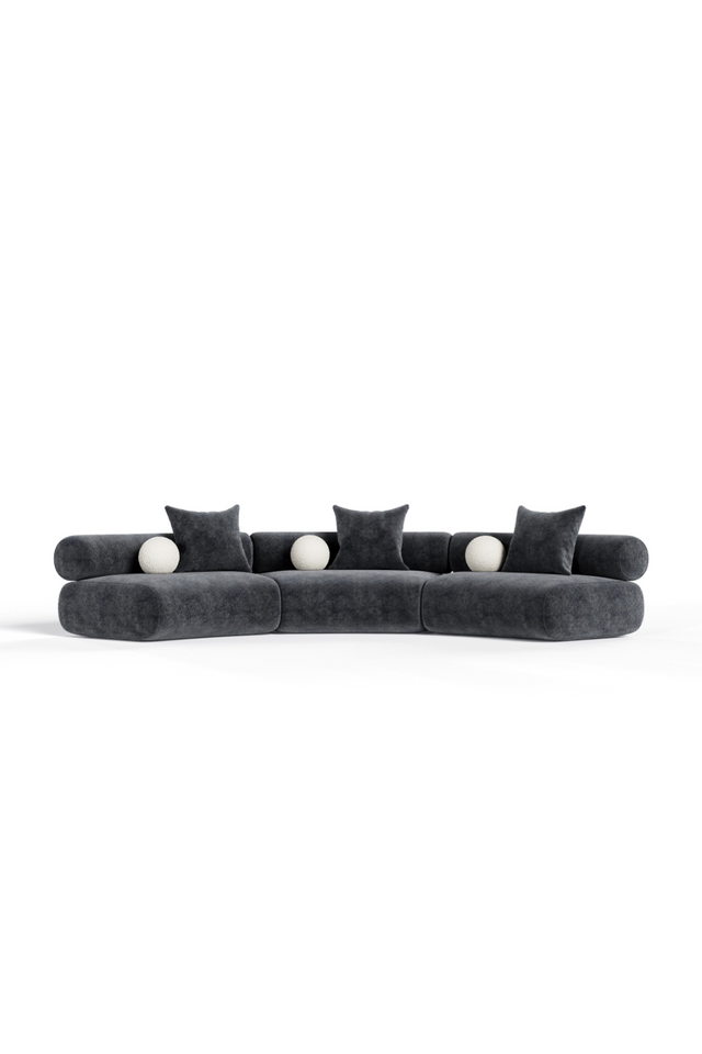 Gray Fabric Curved Sectional Sofa | OROA Modern Simpson | Oroa.com