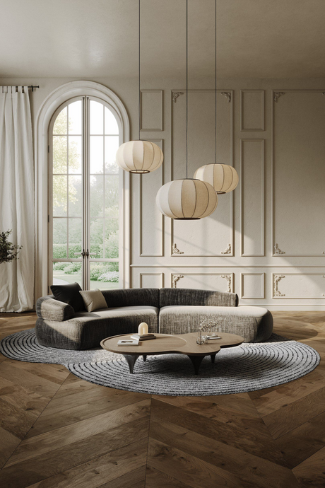 Curved Gray Sectional Sofa | OROA Modern Lakota | Oroa.com
