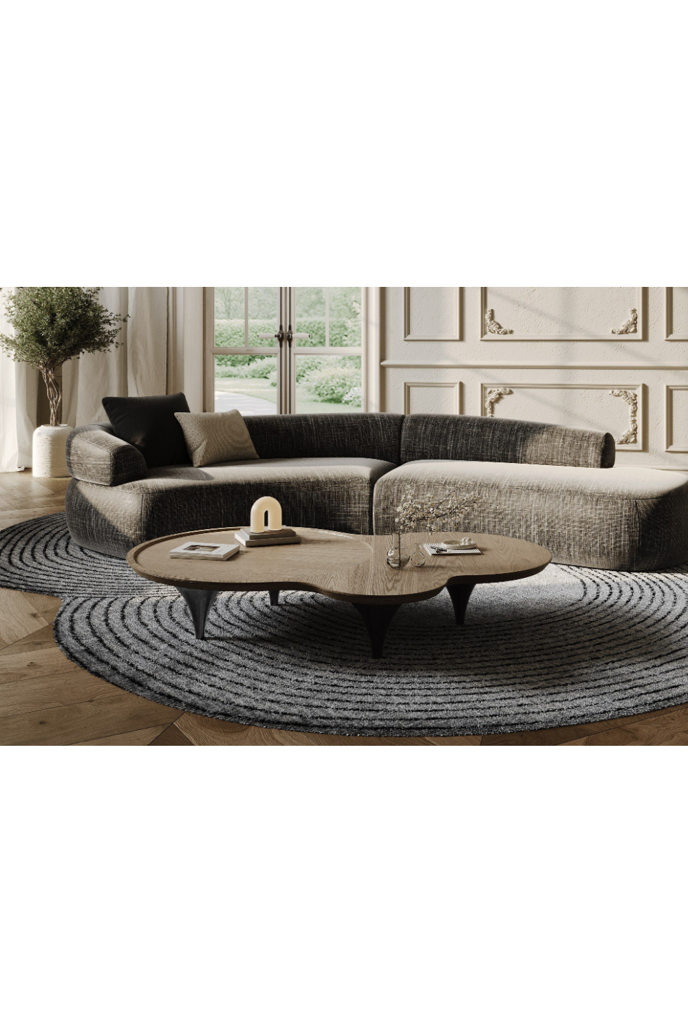 Curved Gray Sectional Sofa | OROA Modern Lakota | Oroa.com
