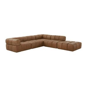   Brown Leather Armless Seat | Oroa.com
