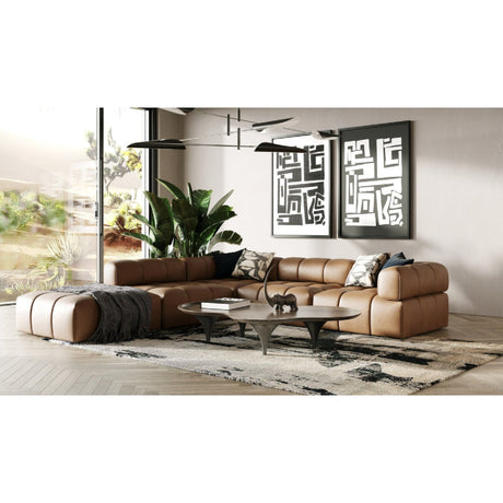 Brown Leather Modular Corner Sofa | OROA Modern Everest
