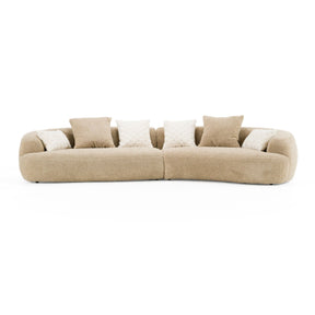 Tan Curved Sectional Sofa – Trevor – front view