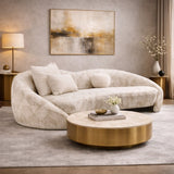 Beige Patterned Fabric Sofa | OROA Modern Gentle