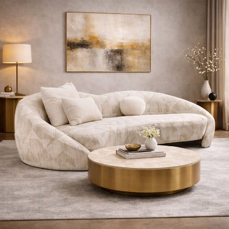   Beige Patterned Fabric Sofa | Oroa.com