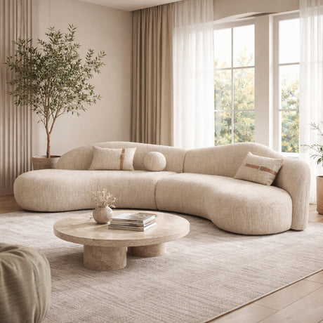   Beige Curved Sectional Sofa | Oroa.com
