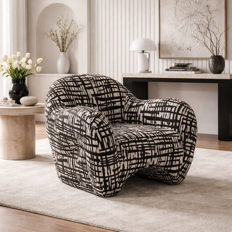   Black & Beige Patterned Accent Chair | Oroa.com