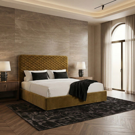 Modern European furniture - Brown Fabric Modern Eastern King Bed - www.oroa.com