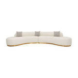 White Curved Sofa with Beige Pillows | OROA Modern Frontier