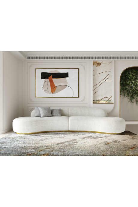 White Curved Sofa with Beige Pillows | OROA Modern Frontier | Oroa.com