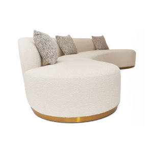   White Curved Sofa with Beige Pillows | Oroa.com