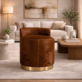Brown Cowhide Leather Ottoman | OROA Modern Belvista