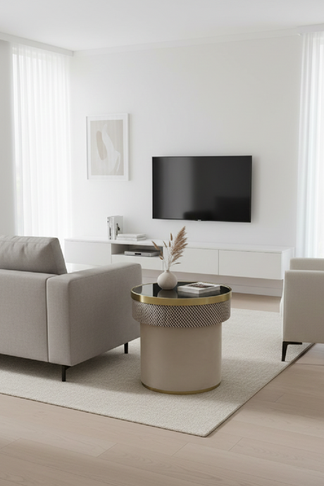 Glass Top Pedestal End Table | OROA Modern Larry | Oroa.com