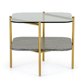Gold-Framed Glass End Table – Cari – front view