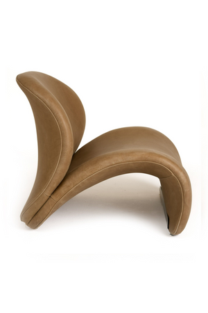 Curved Brown Leather Accent Chair | OROA Modern Donovan | Oroa.com