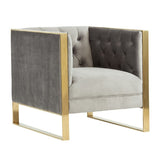 Tufted Gray Velvet Accent Chair | OROA Modern Carlos