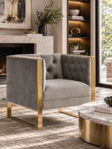 Tufted Gray Velvet Accent Chair | OROA Modern Carlos