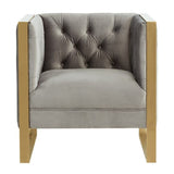 Tufted Gray Velvet Accent Chair | OROA Modern Carlos