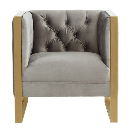 Tufted Gray Velvet Accent Chair | OROA Modern Carlos