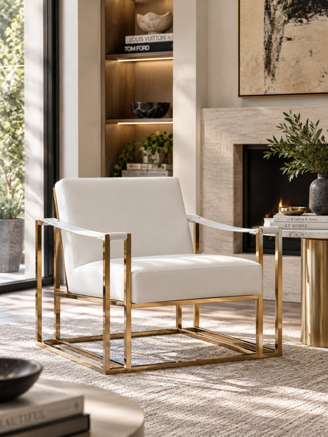 White Vegan Leather Accent Chair | OROA Modern Larson
