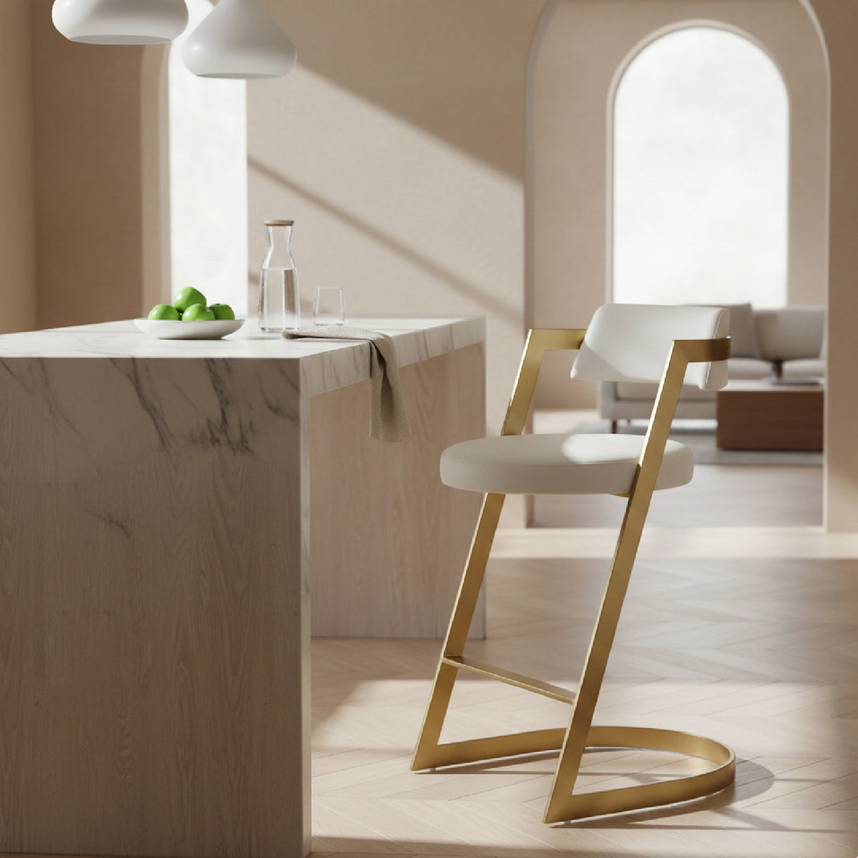   Gold Framed Cantilevered Counter Stool | Oroa.com