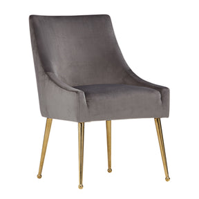 Modern European furniture - Gray Velvet & Gold Dining Chairs (2) - www.oroa.com