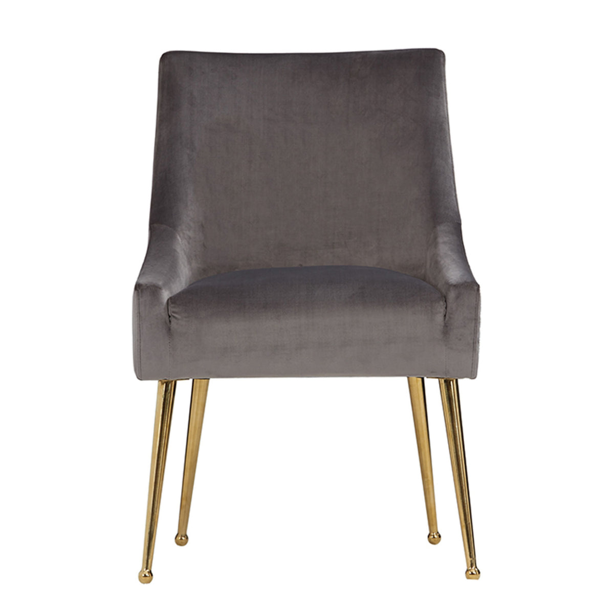 Gray Velvet & Gold Dining Chairs (2) | OROA Modern Castana