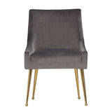 Gray Velvet & Gold Dining Chairs (2) | OROA Modern Castana