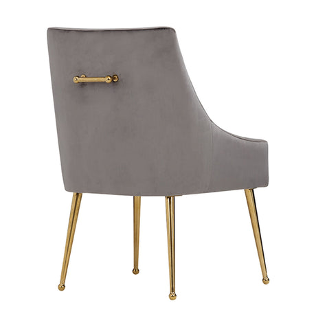Gray Velvet & Gold Dining Chairs (2) | OROA Modern Castana