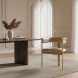 Brown Leather Curved Dining Chair | OROA Modern Boswell