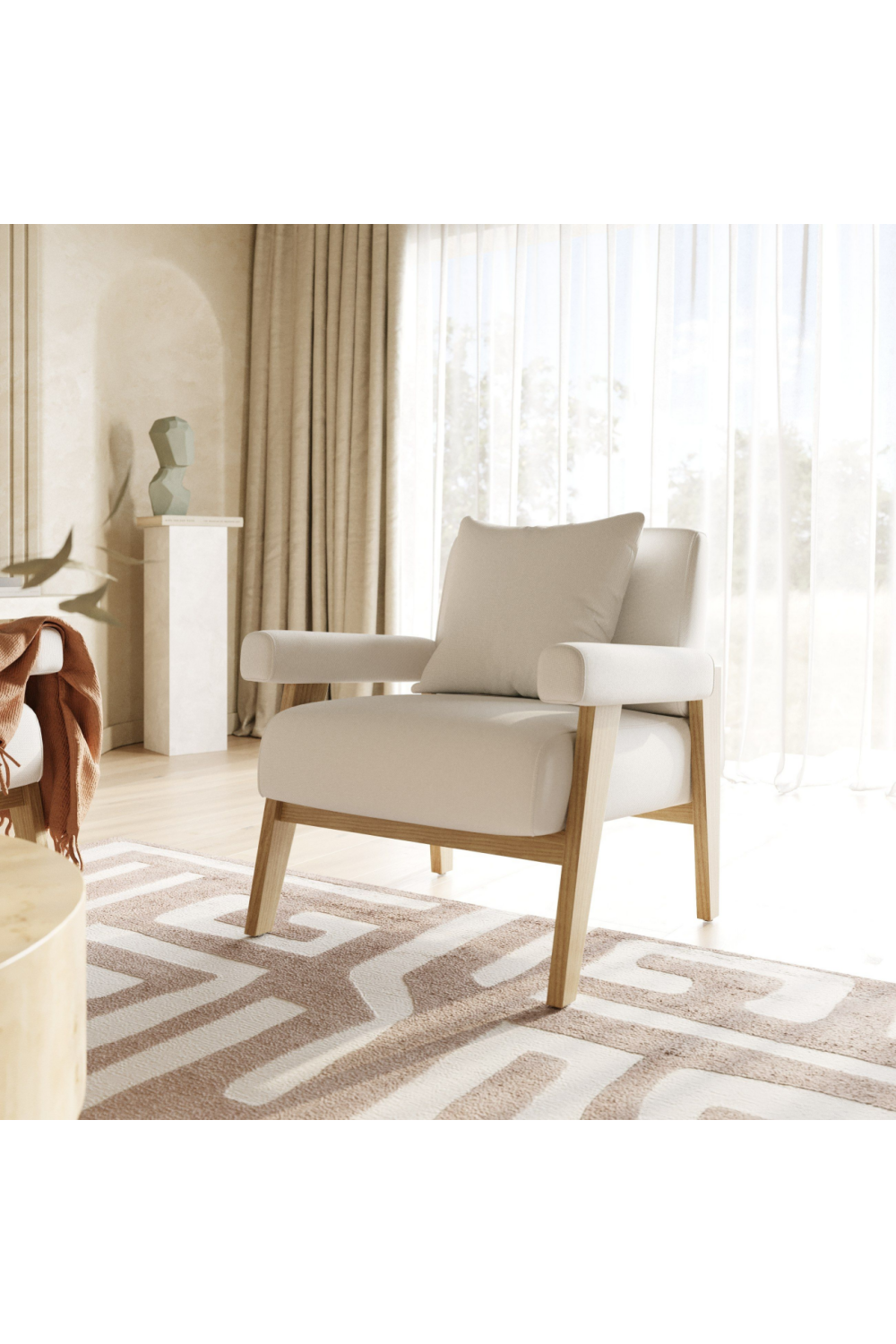 White Fabric Accent Chair | OROA Modern Cynthia | Oroa.com