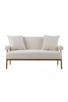 White Fabric Loveseat – Cynthia – front view