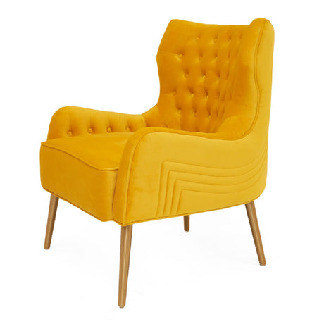   Yellow Velvet Tufted Accent Chair | Oroa.com