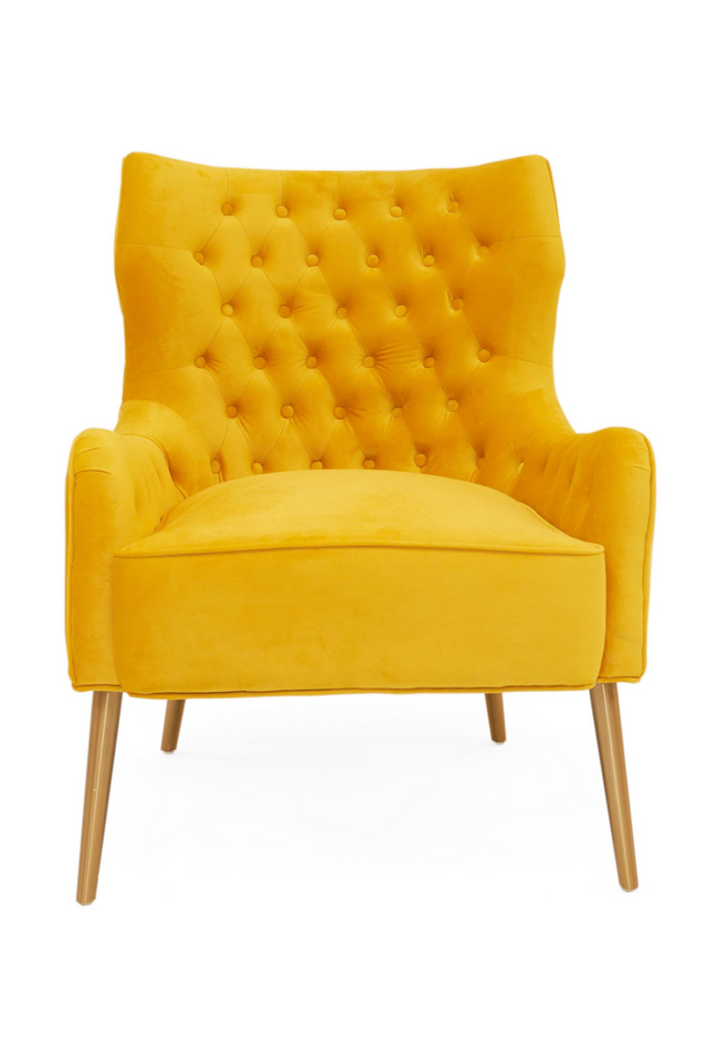 Yellow Velvet Tufted Accent Chair | OROA Modern Everly | Oroa.com