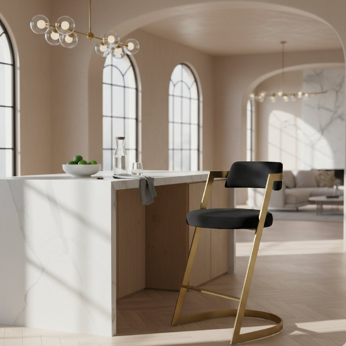   Gold Framed Cantilevered Counter Stool | Oroa.com