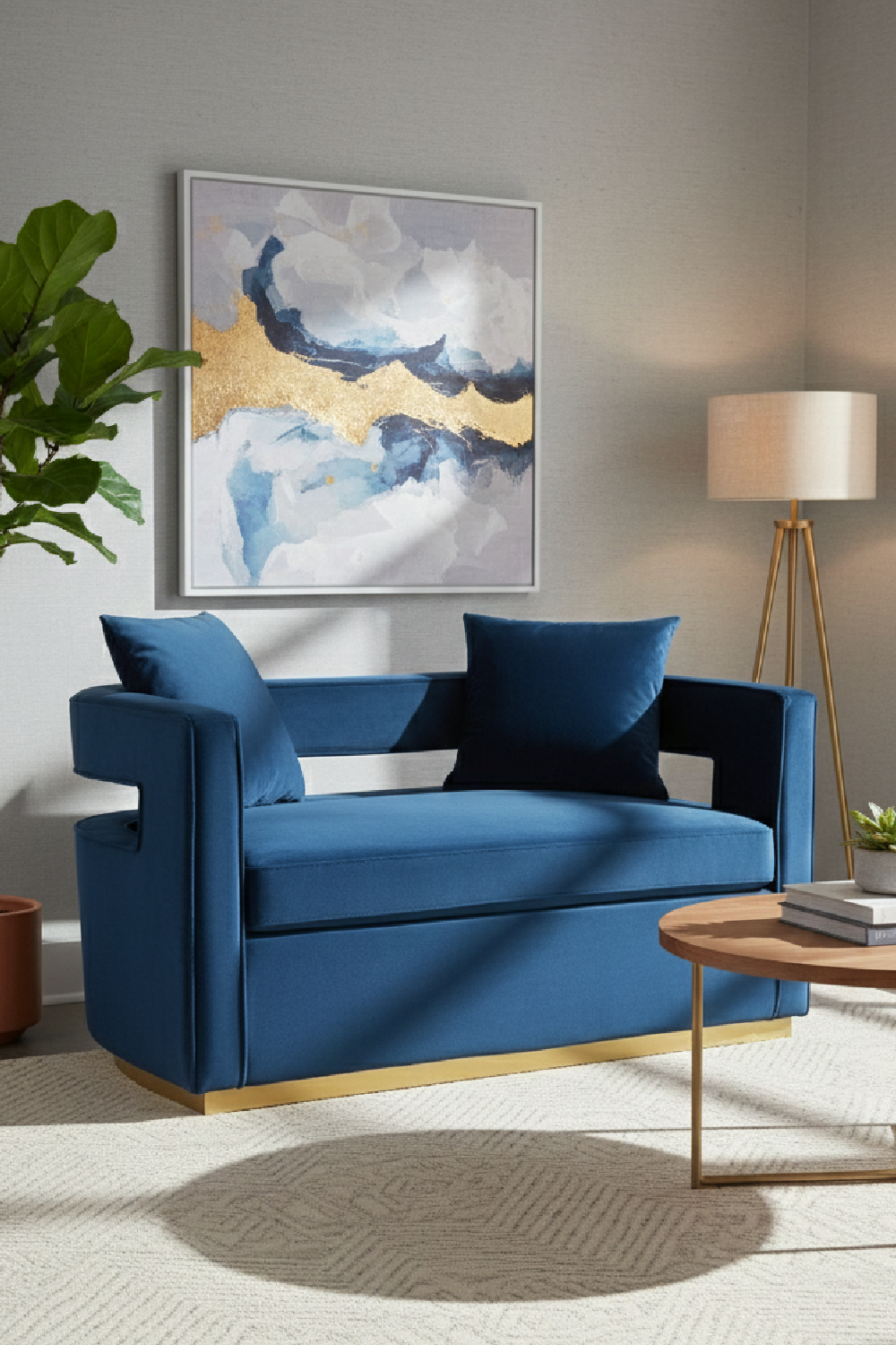 Blue Velvet Loveseat | OROA Modern Wells
