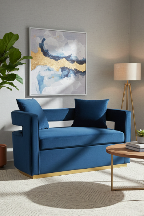 Blue Velvet Loveseat | OROA Modern Wells