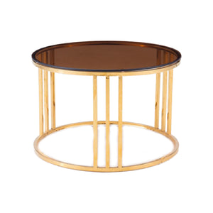   Gold Glass Round End Table | Oroa.com