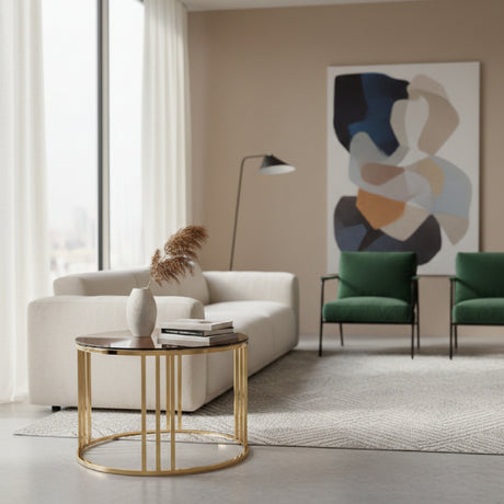   Gold Glass Round End Table | Oroa.com