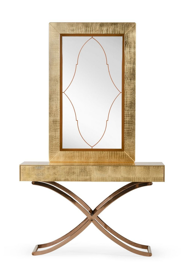 Gold Crocodile Mirror Console Table | OROA Modern Aversa | Oroa.com