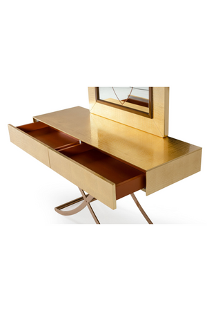 Gold Crocodile Mirror Console Table | OROA Modern Aversa | Oroa.com