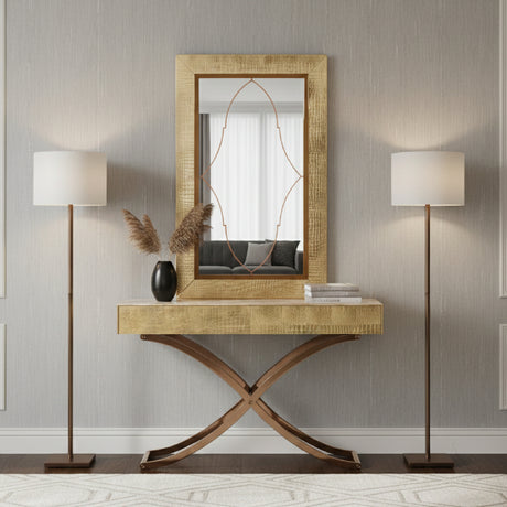 Gold Crocodile Mirror Console Table | OROA Modern Aversa | Oroa.com