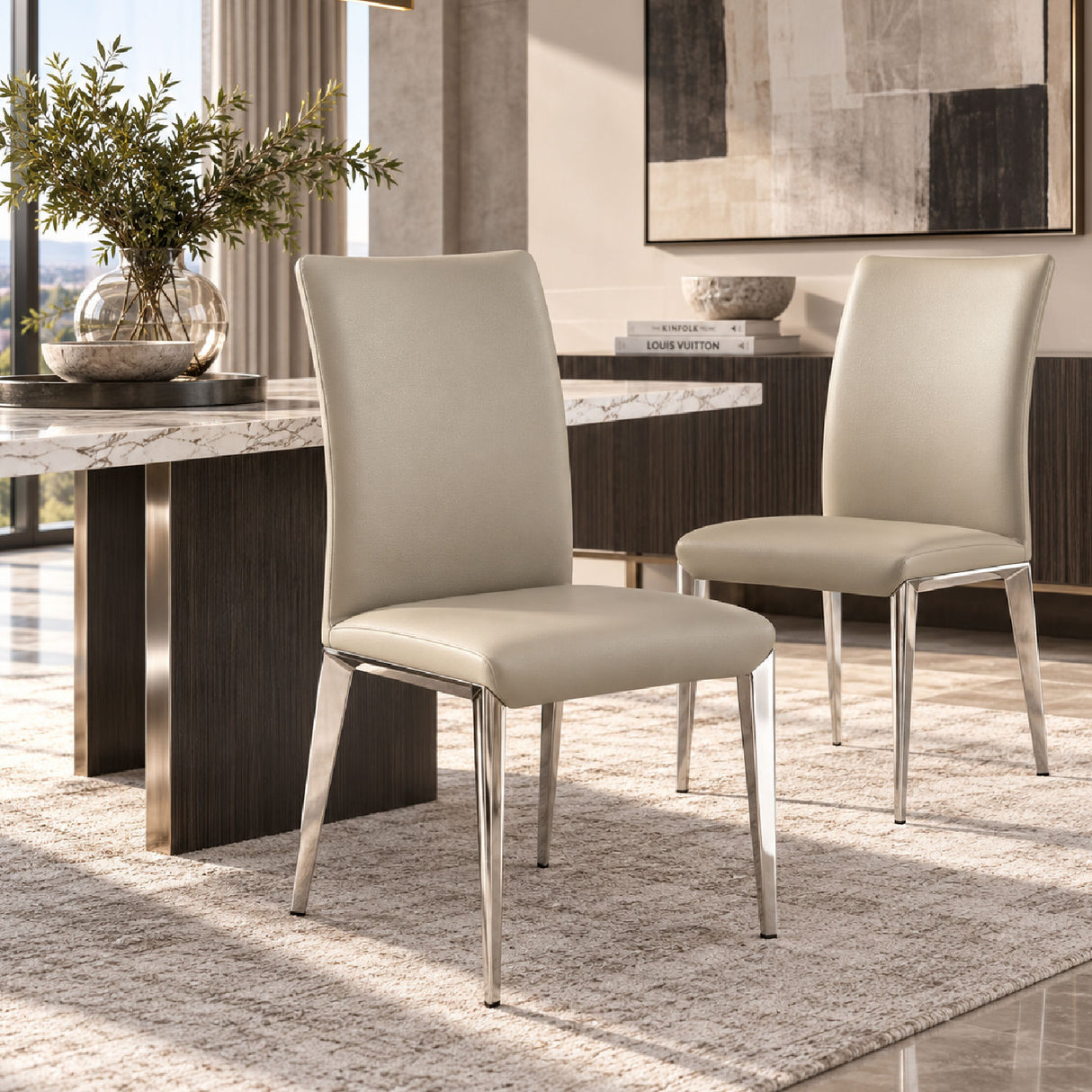 Vegan Leather Dining Chairs (2) | OROA Modern Taryn