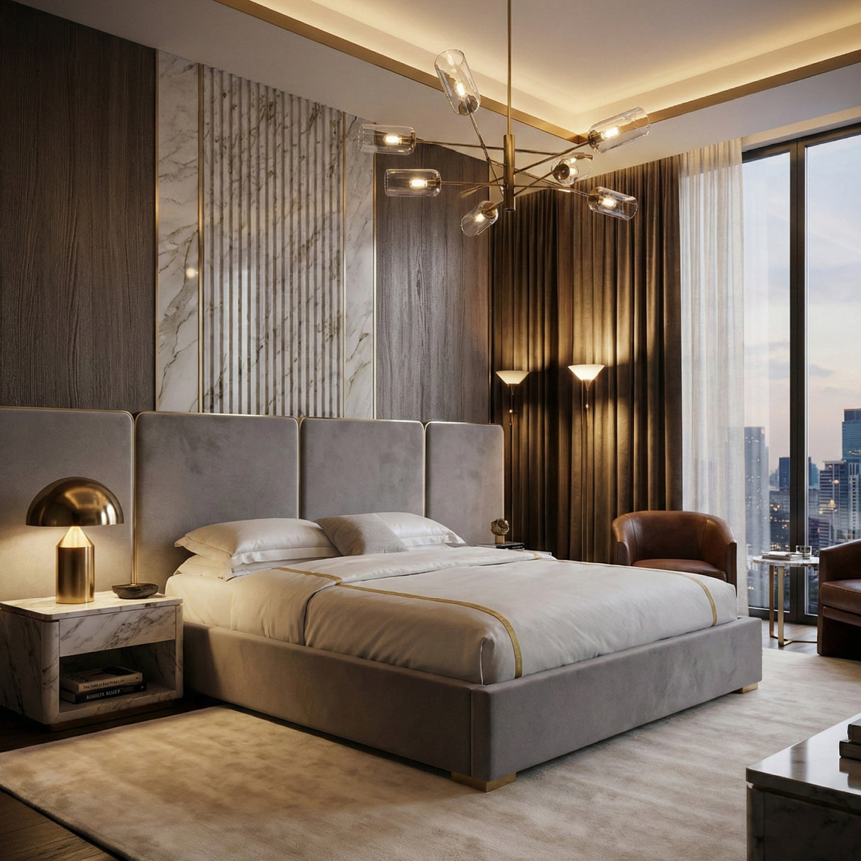   Gray Linen Eastern King Bed | Oroa.com