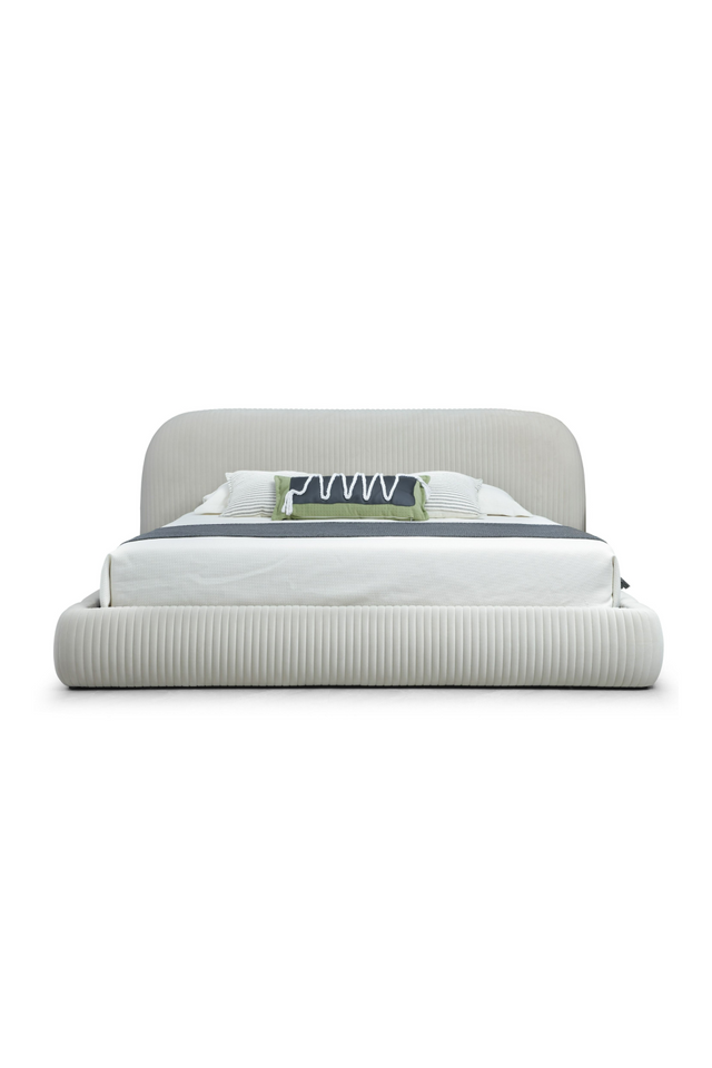 White Fluted Fabric Bed | OROA Modern Hortman | Oroa.com
