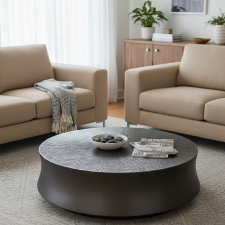   Antique Gray Round Coffee Table | Oroa.com